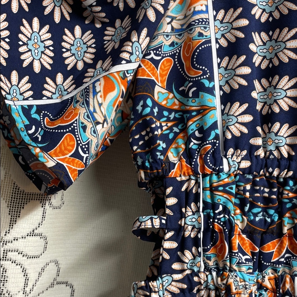 SHEIN Bohemian Blue and Orange Patterned Dress - Picture 4 of 6